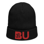 Organic Ribbed Beanie Black Hat.