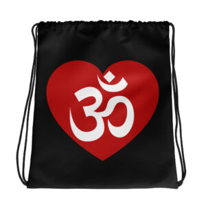 Om LOVE Drawstring Bag Black